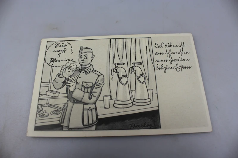 Satirische Postkarte der Wehrmacht