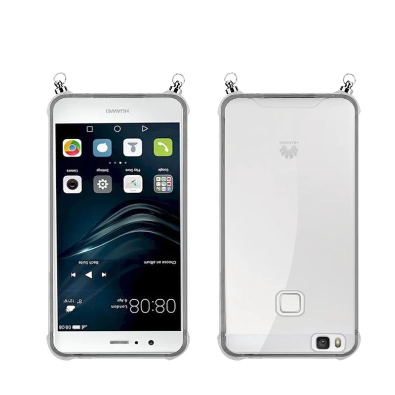 Silikon Hülle Handykette kompatibel mit Huawei P9 LITE 2016 / G9 LITE mit silbernen Ringen