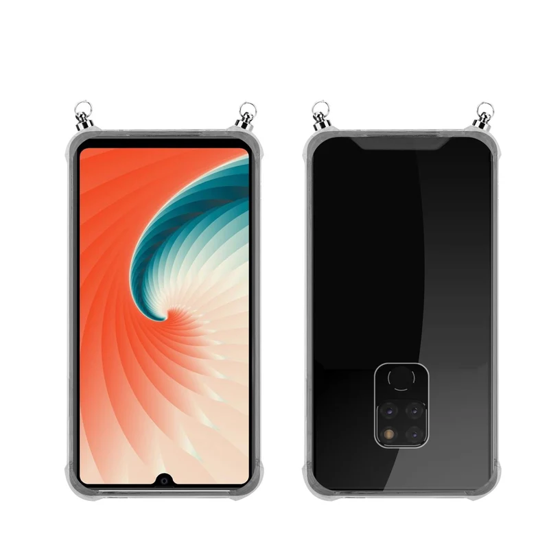 Silikon Hülle Handykette kompatibel mit Huawei MATE 20 mit silbernen Ringen