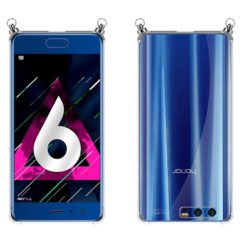Silikon Hülle Handykette kompatibel mit Honor 9 mit silbernen Ringen