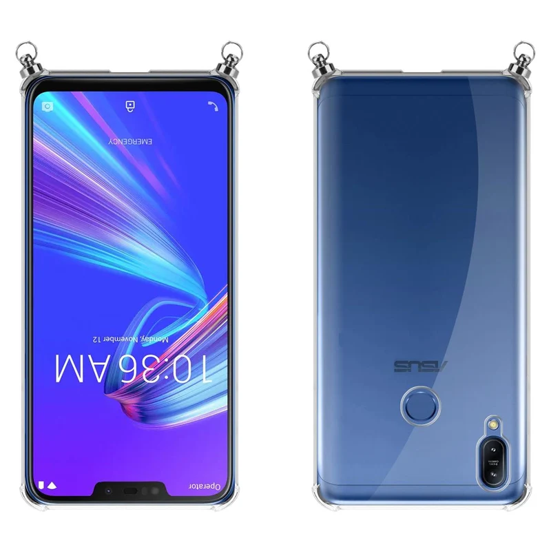 Silikon Hülle Handykette kompatibel mit Asus ZenFone MAX M2 mit silbernen Ringen