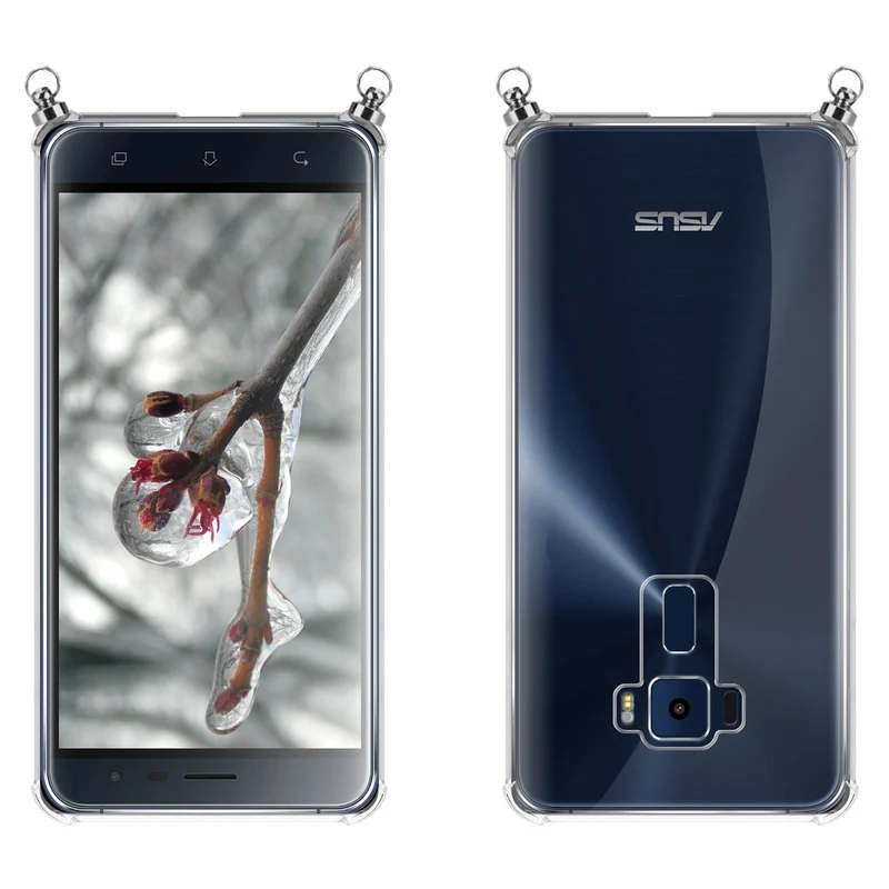 Silikon Hülle Handykette kompatibel mit Asus ZenFone 3 (5.2 Zoll) mit silbernen Ringen