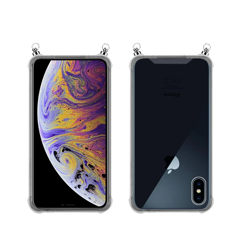 Silikon Hülle Handykette kompatibel mit Apple iPhone XS MAX mit silbernen Ringen