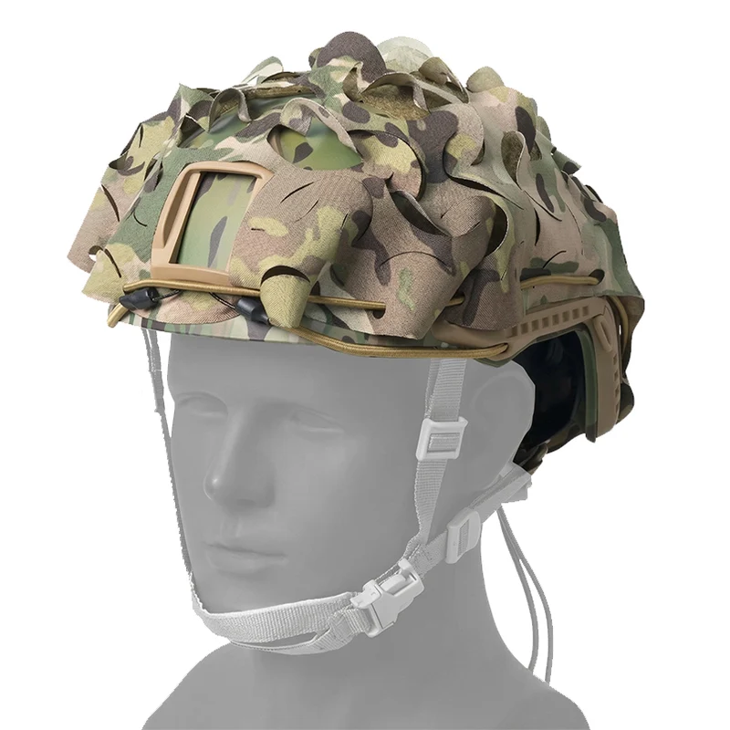 3D Leaf Helmet Cover Multitarn – Laser Cut Helm Tarnnetz für FAST / MICH | Tactical Scrim Cover