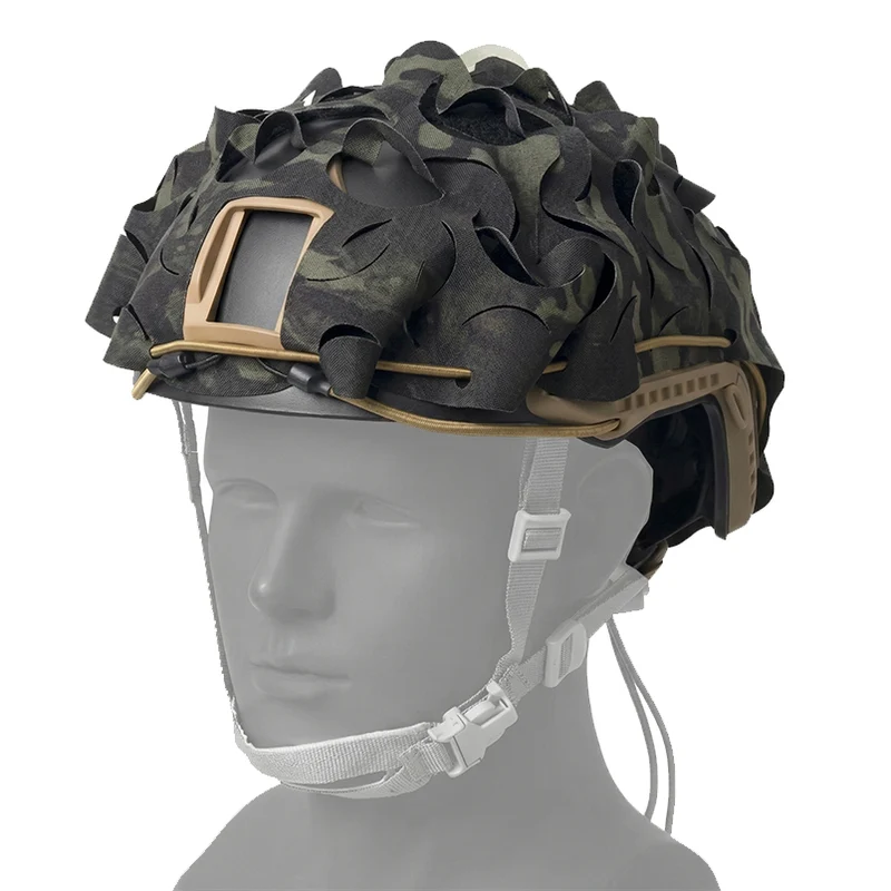 3D Leaf Helmet Cover Multitarn – Laser Cut Helm Tarnnetz für FAST / MICH | Tactical Scrim Cover