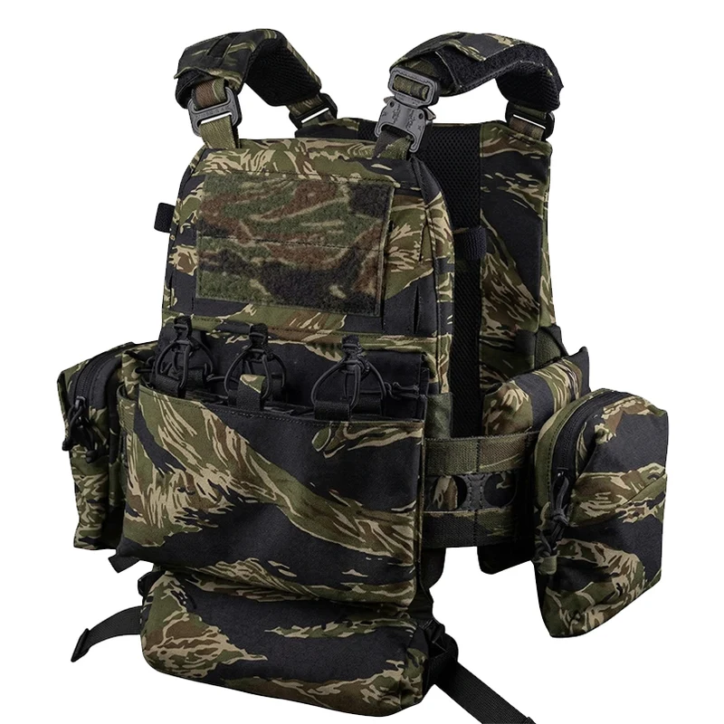 FCPC V5 Plate Carrier Full Set Replika – Modularer Tactical Plattenträger inkl. Trauma Roll & GP Pouches | Tiger Stripe Camo