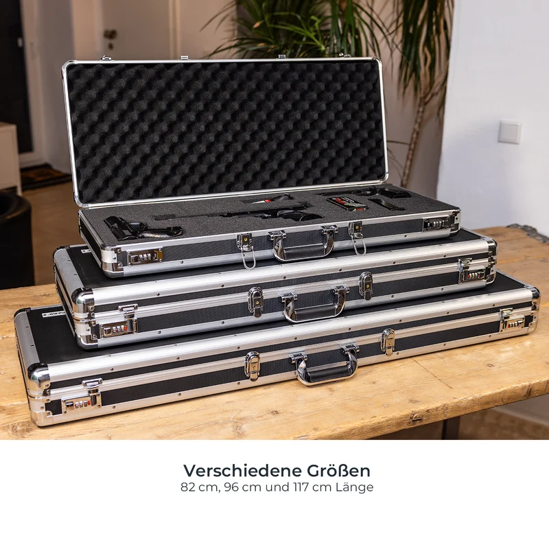 Alu Waffenkoffer, Gewehrkoffer, Zahlenschloss, Rasterschaumstoff, HMF 14404