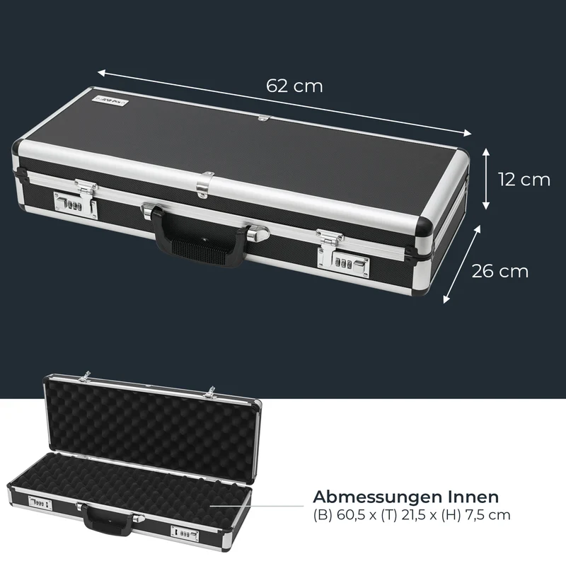 Alu Pistolenkoffer, Kurzwaffenkoffer, Zahlenschloss, Universalkoffer, HMF 14401