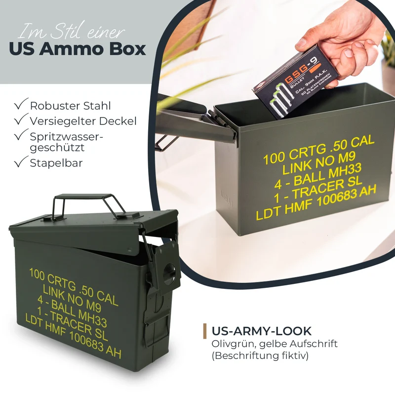 Munitionskoffer, US Ammo Box, Metallkiste, HMF 70000, Grün