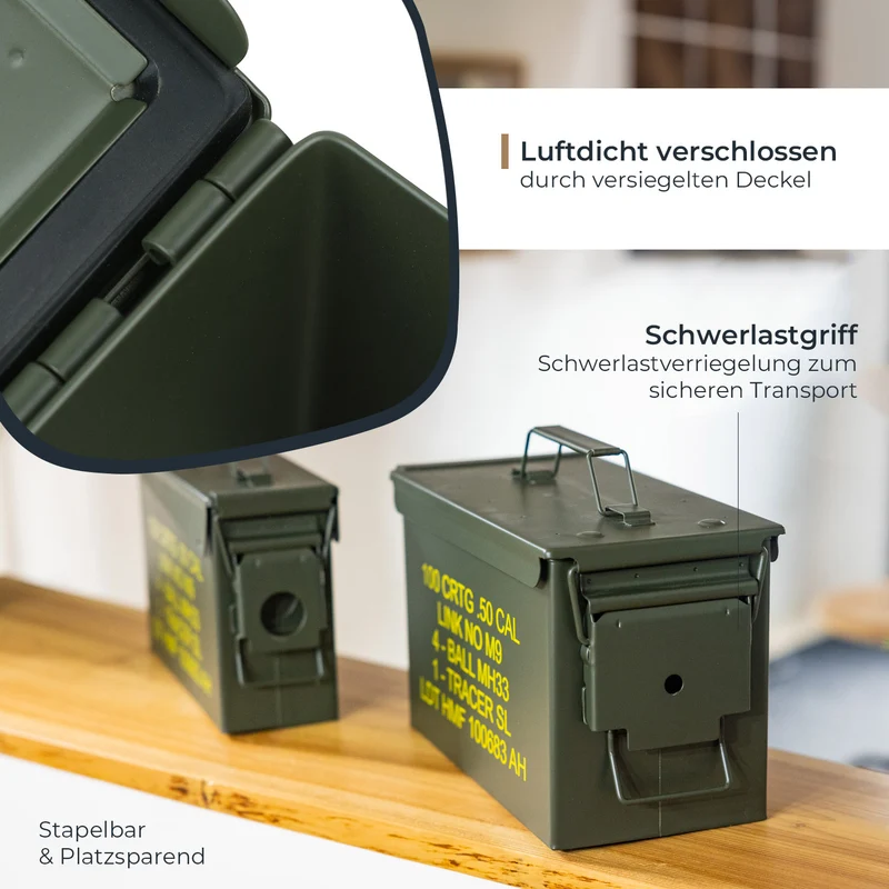 Munitionskoffer, US Ammo Box, Metallkiste, HMF 70000, Grün