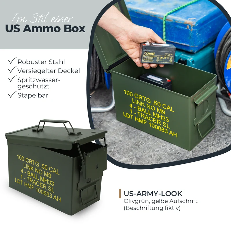 Munitionskoffer, US Ammo Box, Metallkiste, HMF 70000, Grün