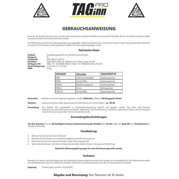 Taginn AFG-4 Mini Airsoft Splittergranate mit Kipphebel