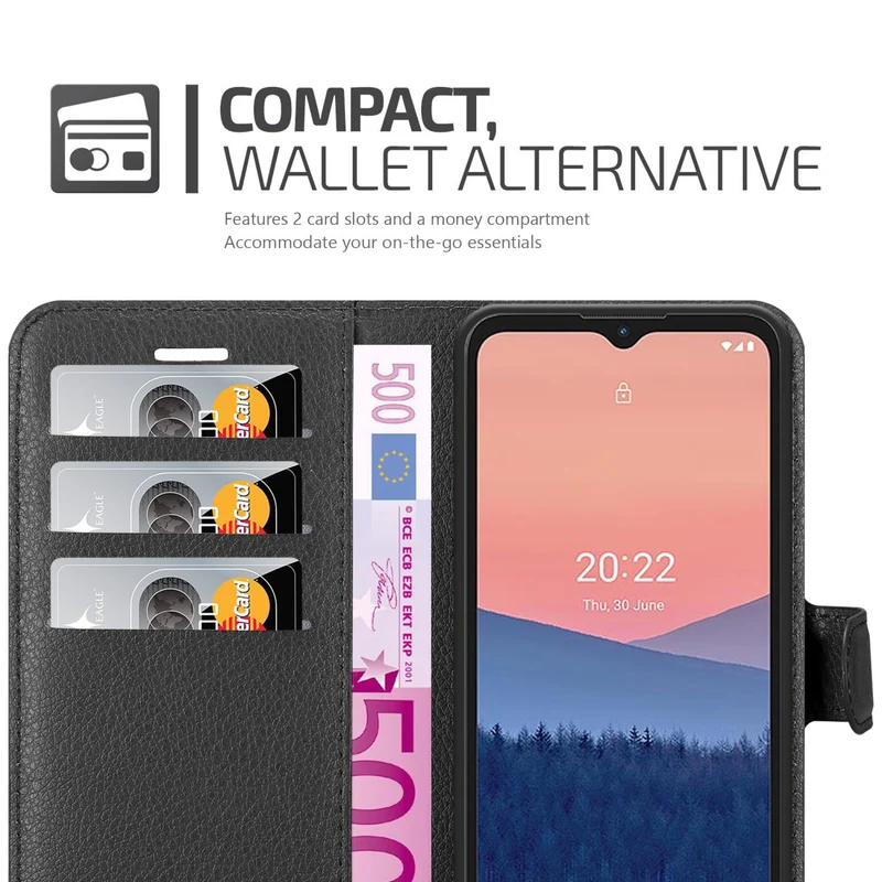 Cadorabo Hülle kompatibel mit Nokia C21 Schutzhülle mit Magnetverschluss, Standfunktion und Kartenfach