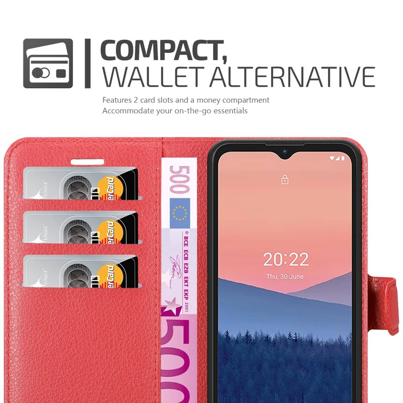 Cadorabo Hülle kompatibel mit Nokia C21 Schutzhülle mit Magnetverschluss, Standfunktion und Kartenfach