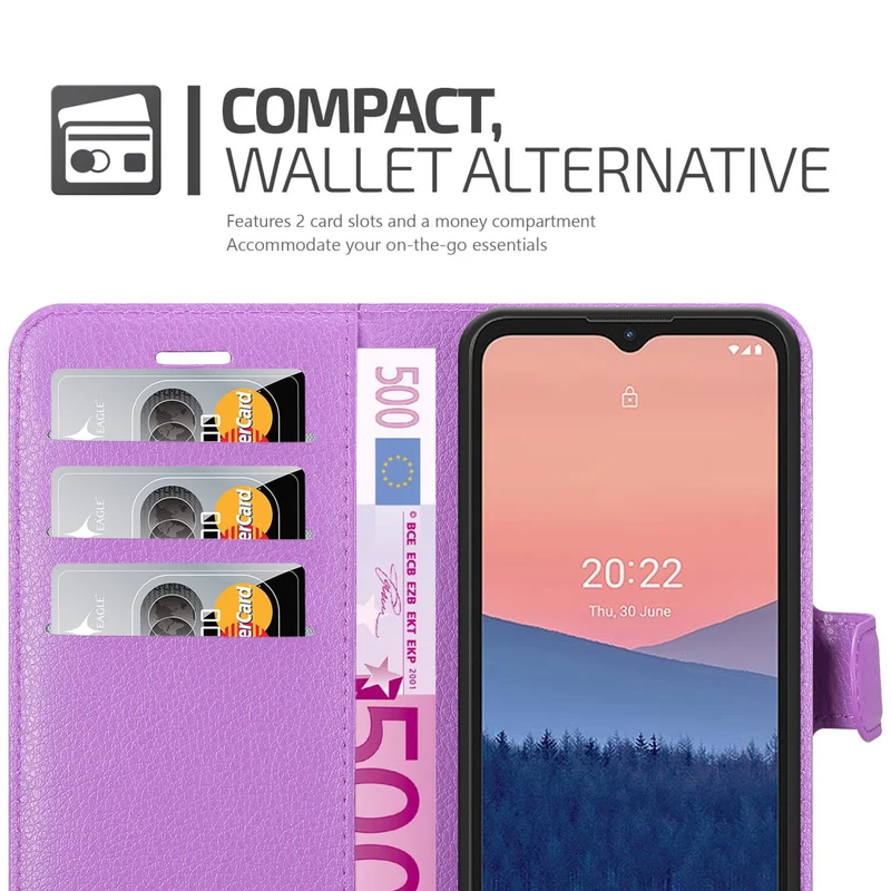 Cadorabo Hülle kompatibel mit Nokia C21 Schutzhülle mit Magnetverschluss, Standfunktion und Kartenfach