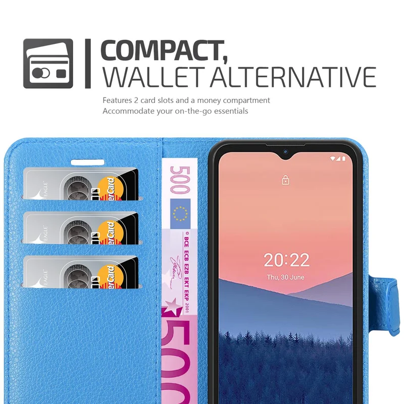 Cadorabo Hülle kompatibel mit Nokia C21 Schutzhülle mit Magnetverschluss, Standfunktion und Kartenfach