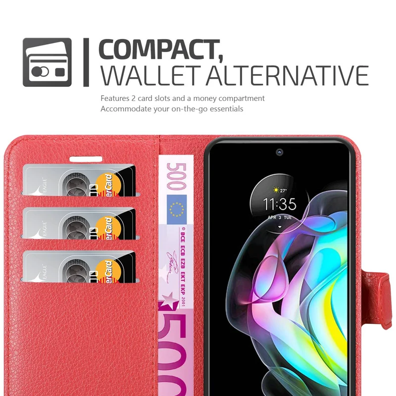 Cadorabo Hülle kompatibel mit Motorola EDGE 20 Schutzhülle mit Magnetverschluss, Standfunktion und Kartenfach