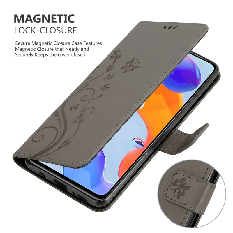 Cadorabo Hülle kompatibel mit Xiaomi RedMi NOTE 11 PRO 4G / 5G Schutzhülle im Blumen Design mit Magnetverschluss, Standfunktion und Kartenfächern
