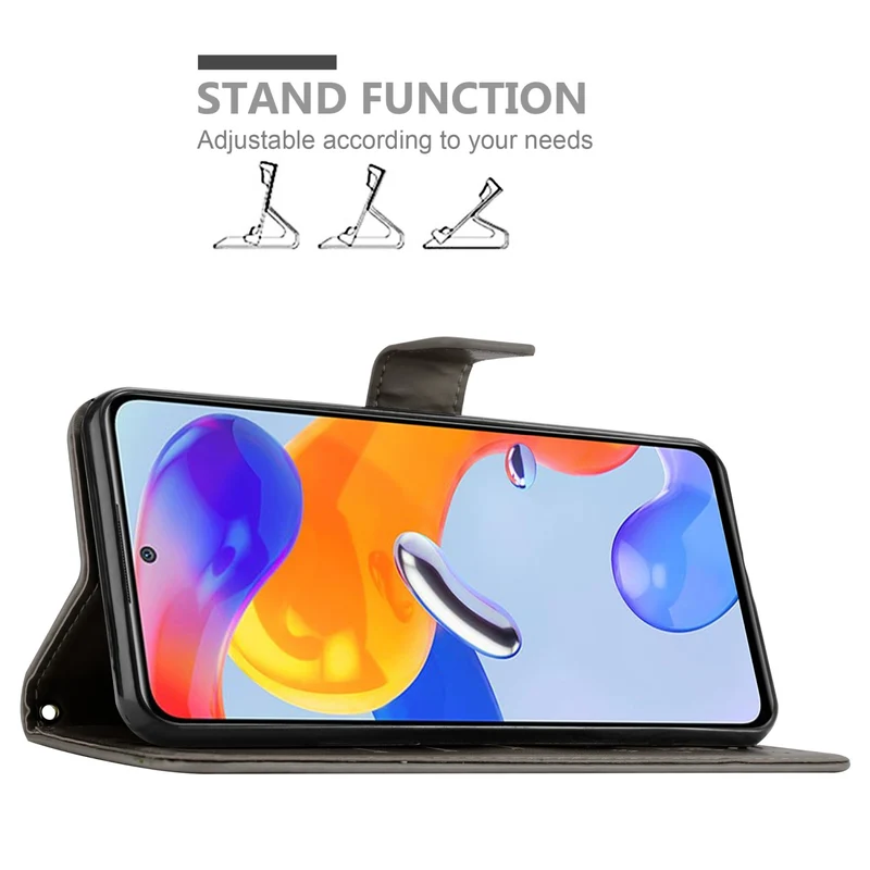 Cadorabo Hülle kompatibel mit Xiaomi RedMi NOTE 11 PRO 4G / 5G Schutzhülle im Blumen Design mit Magnetverschluss, Standfunktion und Kartenfächern
