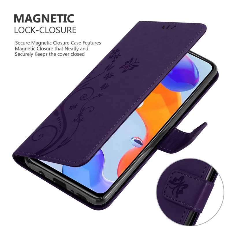 Cadorabo Hülle kompatibel mit Xiaomi RedMi NOTE 11 PRO 4G / 5G Schutzhülle im Blumen Design mit Magnetverschluss, Standfunktion und Kartenfächern