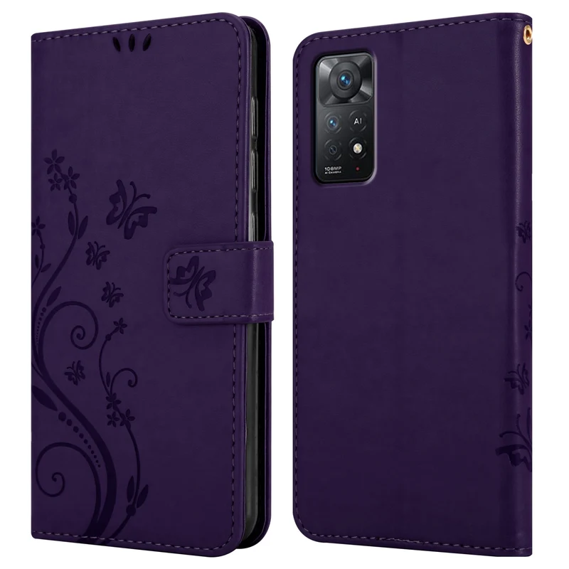 Cadorabo Hülle kompatibel mit Xiaomi RedMi NOTE 11 PRO 4G / 5G Schutzhülle im Blumen Design mit Magnetverschluss, Standfunktion und Kartenfächern