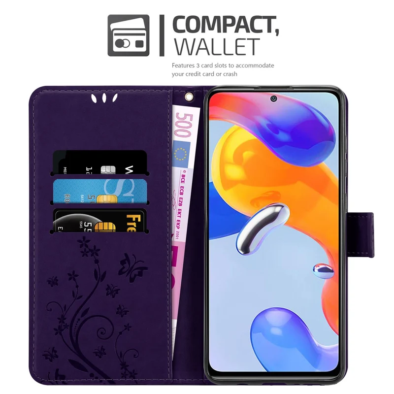 Cadorabo Hülle kompatibel mit Xiaomi RedMi NOTE 11 PRO 4G / 5G Schutzhülle im Blumen Design mit Magnetverschluss, Standfunktion und Kartenfächern