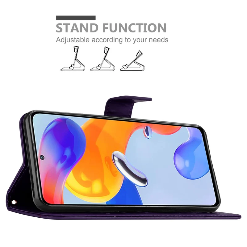 Cadorabo Hülle kompatibel mit Xiaomi RedMi NOTE 11 PRO 4G / 5G Schutzhülle im Blumen Design mit Magnetverschluss, Standfunktion und Kartenfächern