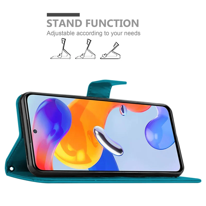 Cadorabo Hülle kompatibel mit Xiaomi RedMi NOTE 11 PRO 4G / 5G Schutzhülle im Blumen Design mit Magnetverschluss, Standfunktion und Kartenfächern