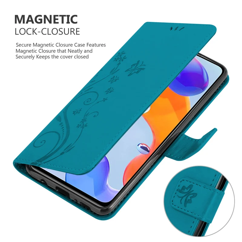 Cadorabo Hülle kompatibel mit Xiaomi RedMi NOTE 11 PRO 4G / 5G Schutzhülle im Blumen Design mit Magnetverschluss, Standfunktion und Kartenfächern