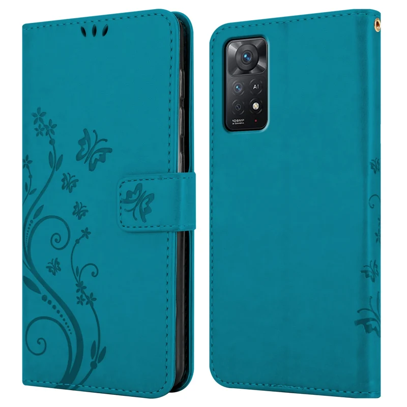 Cadorabo Hülle kompatibel mit Xiaomi RedMi NOTE 11 PRO 4G / 5G Schutzhülle im Blumen Design mit Magnetverschluss, Standfunktion und Kartenfächern