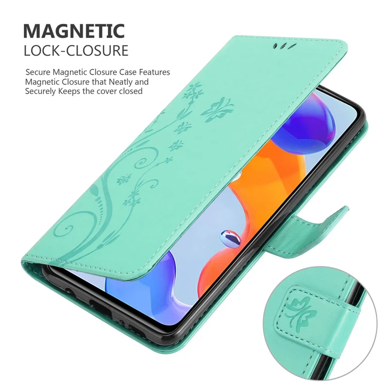 Cadorabo Hülle kompatibel mit Xiaomi RedMi NOTE 11 PRO 4G / 5G Schutzhülle im Blumen Design mit Magnetverschluss, Standfunktion und Kartenfächern