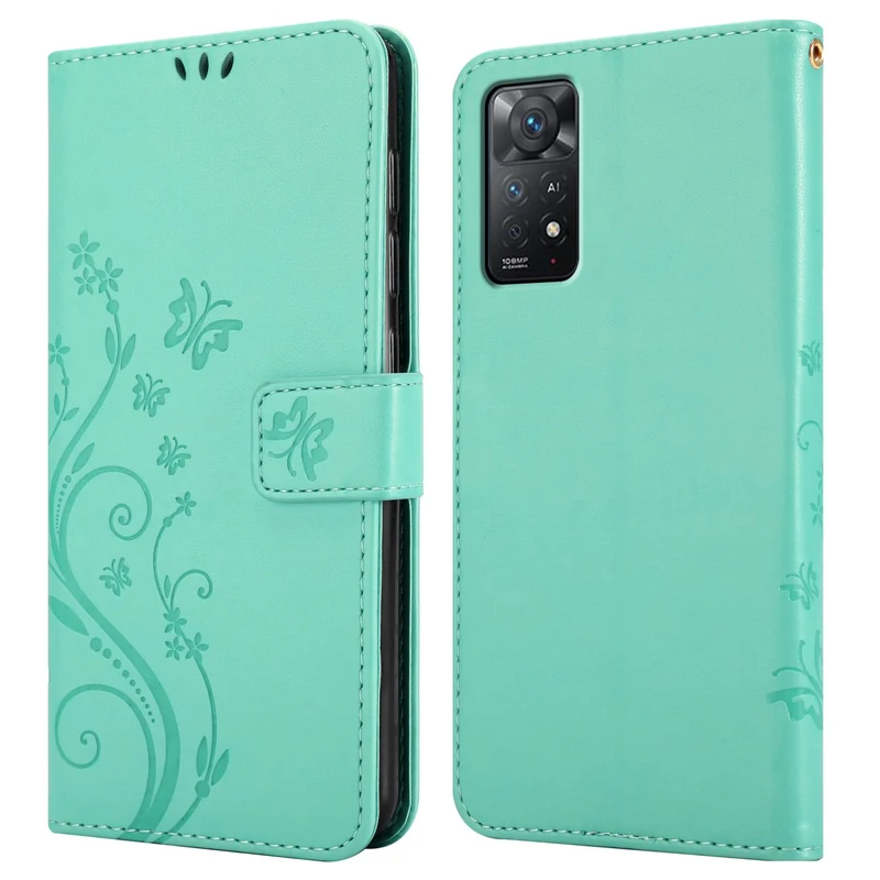 Cadorabo Hülle kompatibel mit Xiaomi RedMi NOTE 11 PRO 4G / 5G Schutzhülle im Blumen Design mit Magnetverschluss, Standfunktion und Kartenfächern