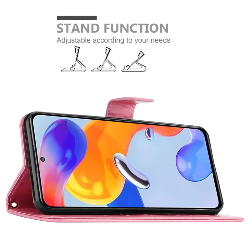 Cadorabo Hülle kompatibel mit Xiaomi RedMi NOTE 11 PRO 4G / 5G Schutzhülle im Blumen Design mit Magnetverschluss, Standfunktion und Kartenfächern