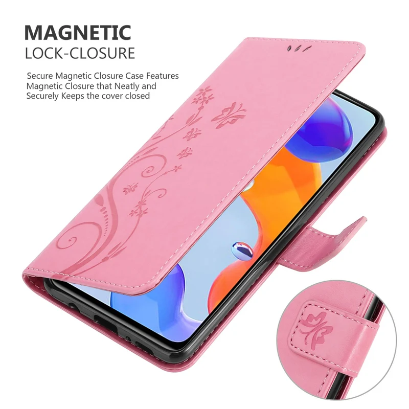 Cadorabo Hülle kompatibel mit Xiaomi RedMi NOTE 11 PRO 4G / 5G Schutzhülle im Blumen Design mit Magnetverschluss, Standfunktion und Kartenfächern