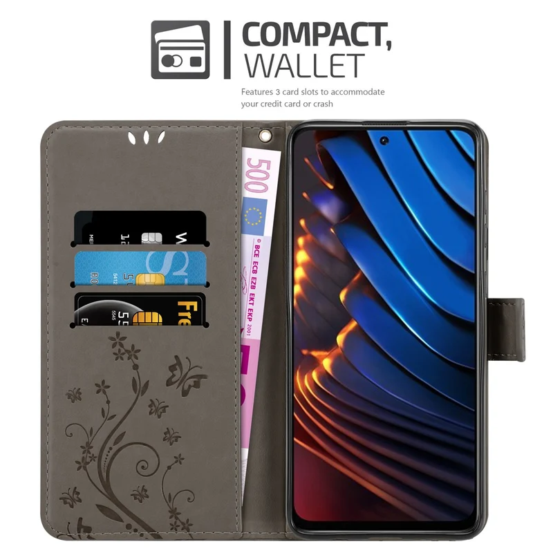 Cadorabo Hülle kompatibel mit Xiaomi POCO X3 GT Schutzhülle im Blumen Design mit Magnetverschluss, Standfunktion und Kartenfächern