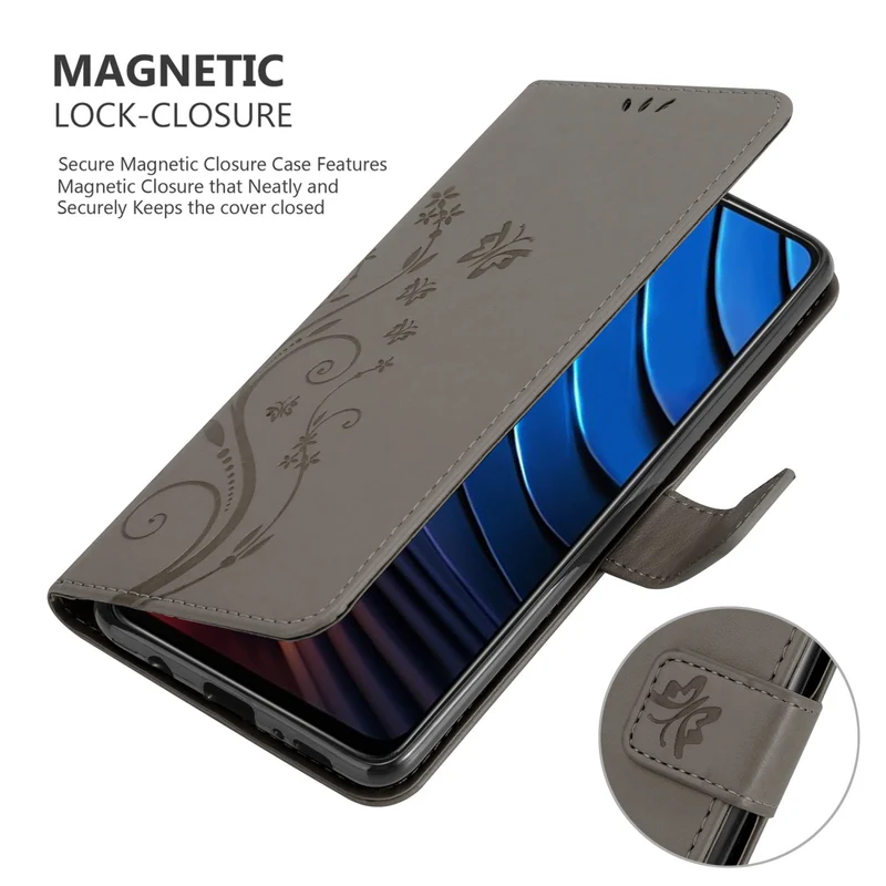 Cadorabo Hülle kompatibel mit Xiaomi POCO X3 GT Schutzhülle im Blumen Design mit Magnetverschluss, Standfunktion und Kartenfächern
