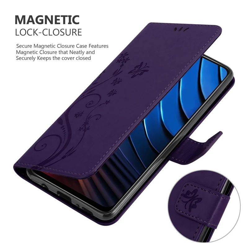 Cadorabo Hülle kompatibel mit Xiaomi POCO X3 GT Schutzhülle im Blumen Design mit Magnetverschluss, Standfunktion und Kartenfächern
