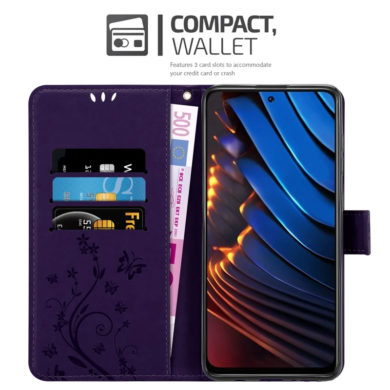 Cadorabo Hülle kompatibel mit Xiaomi POCO X3 GT Schutzhülle im Blumen Design mit Magnetverschluss, Standfunktion und Kartenfächern