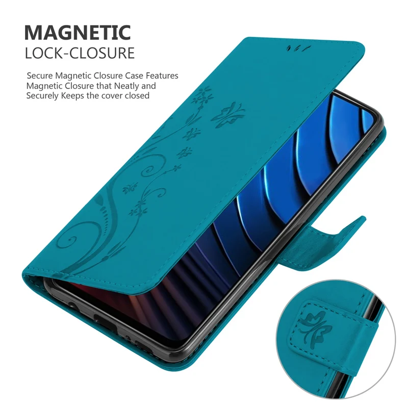 Cadorabo Hülle kompatibel mit Xiaomi POCO X3 GT Schutzhülle im Blumen Design mit Magnetverschluss, Standfunktion und Kartenfächern