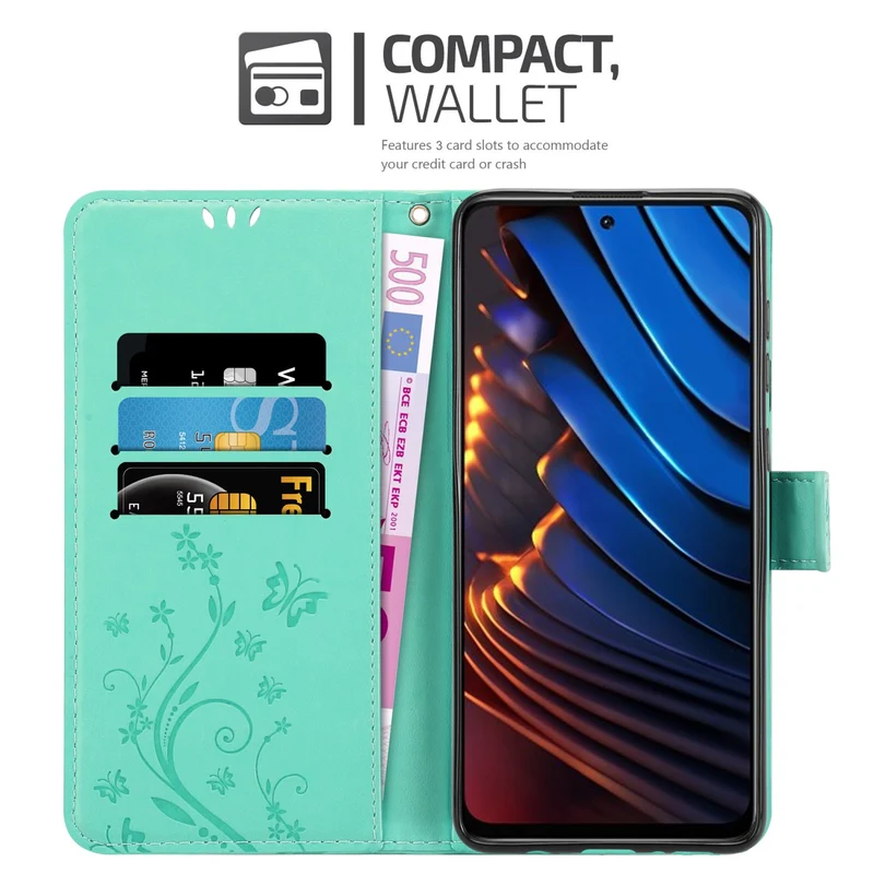 Cadorabo Hülle kompatibel mit Xiaomi POCO X3 GT Schutzhülle im Blumen Design mit Magnetverschluss, Standfunktion und Kartenfächern