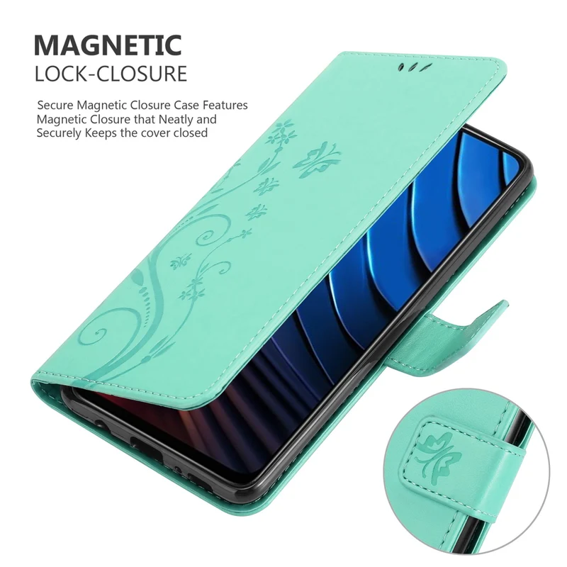 Cadorabo Hülle kompatibel mit Xiaomi POCO X3 GT Schutzhülle im Blumen Design mit Magnetverschluss, Standfunktion und Kartenfächern