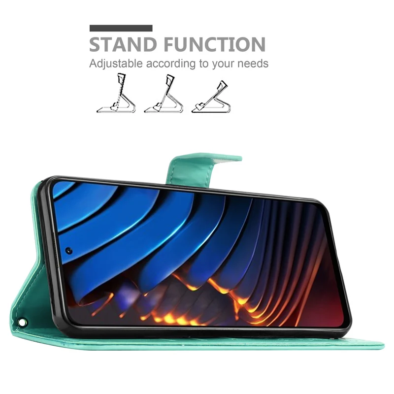 Cadorabo Hülle kompatibel mit Xiaomi POCO X3 GT Schutzhülle im Blumen Design mit Magnetverschluss, Standfunktion und Kartenfächern