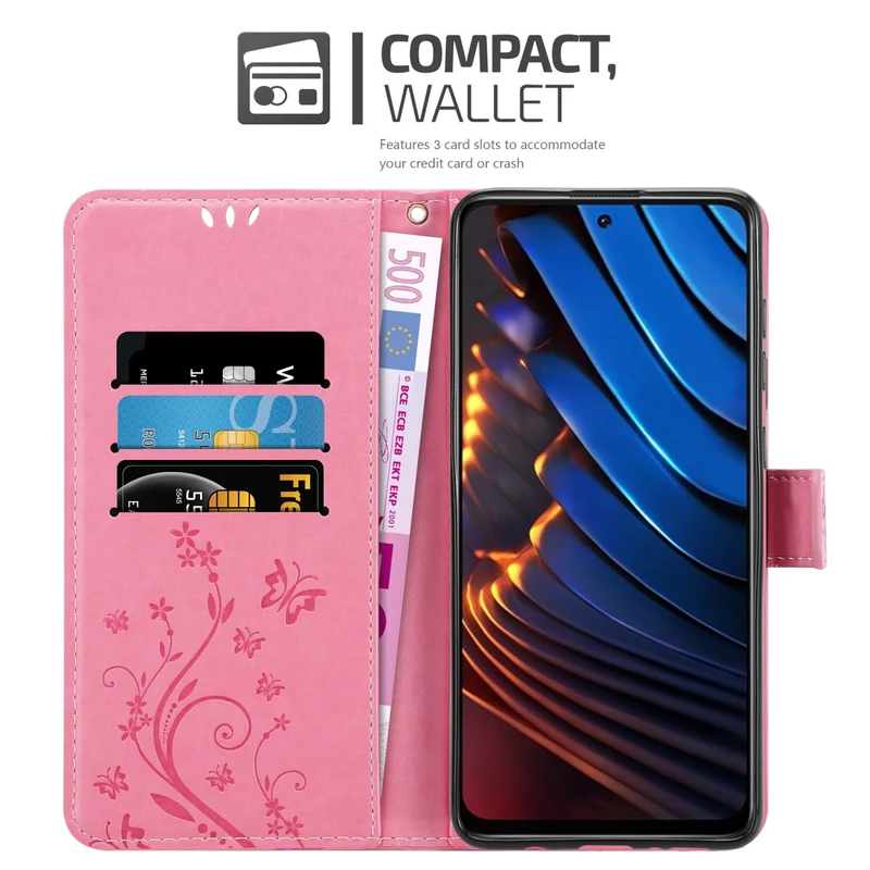 Cadorabo Hülle kompatibel mit Xiaomi POCO X3 GT Schutzhülle im Blumen Design mit Magnetverschluss, Standfunktion und Kartenfächern