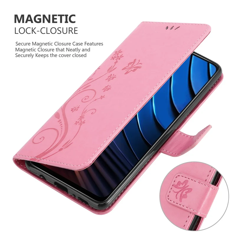 Cadorabo Hülle kompatibel mit Xiaomi POCO X3 GT Schutzhülle im Blumen Design mit Magnetverschluss, Standfunktion und Kartenfächern
