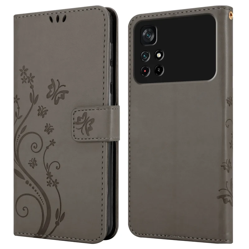 Cadorabo Hülle kompatibel mit Xiaomi POCO M4 PRO 5G Schutzhülle im Blumen Design mit Magnetverschluss, Standfunktion und Kartenfächern