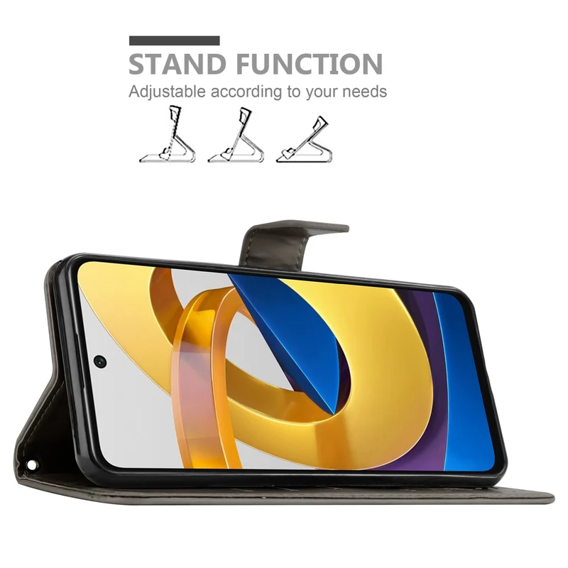 Cadorabo Hülle kompatibel mit Xiaomi POCO M4 PRO 5G Schutzhülle im Blumen Design mit Magnetverschluss, Standfunktion und Kartenfächern