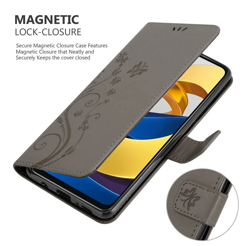 Cadorabo Hülle kompatibel mit Xiaomi POCO M4 PRO 5G Schutzhülle im Blumen Design mit Magnetverschluss, Standfunktion und Kartenfächern