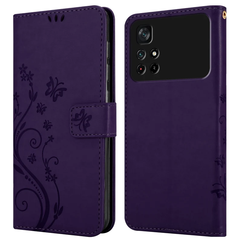 Cadorabo Hülle kompatibel mit Xiaomi POCO M4 PRO 5G Schutzhülle im Blumen Design mit Magnetverschluss, Standfunktion und Kartenfächern