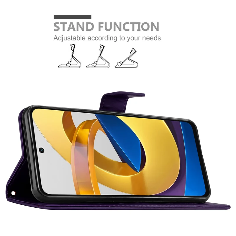 Cadorabo Hülle kompatibel mit Xiaomi POCO M4 PRO 5G Schutzhülle im Blumen Design mit Magnetverschluss, Standfunktion und Kartenfächern