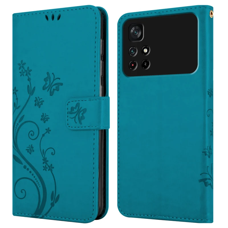 Cadorabo Hülle kompatibel mit Xiaomi POCO M4 PRO 5G Schutzhülle im Blumen Design mit Magnetverschluss, Standfunktion und Kartenfächern